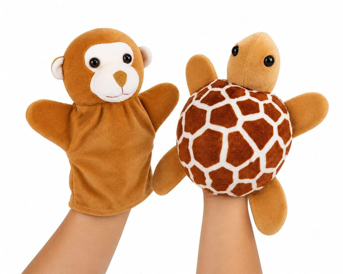 Monkey and Sea Turtle Hand Puppet Set