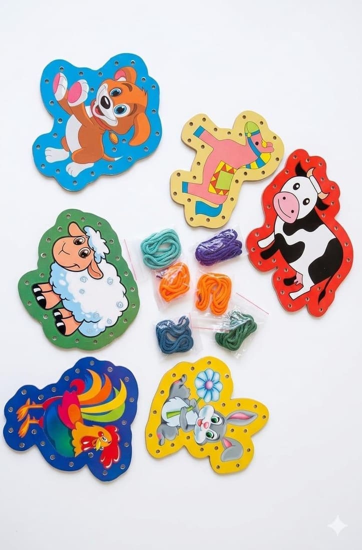 Farm Animal Lacing Cards Set (6 Cards)