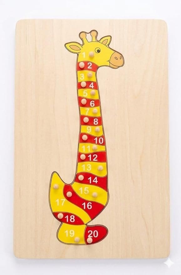 Wooden Giraffe Counting Peg Board 1–20