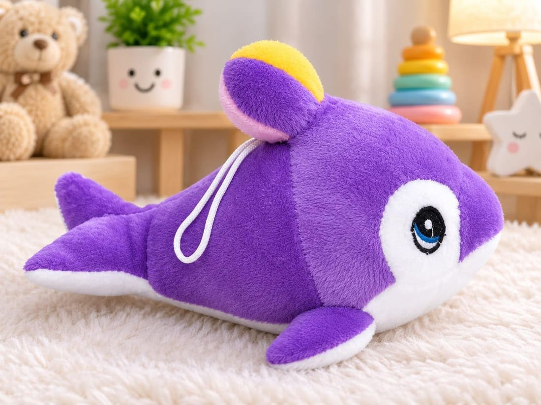 Purple and White Dolphin Plush