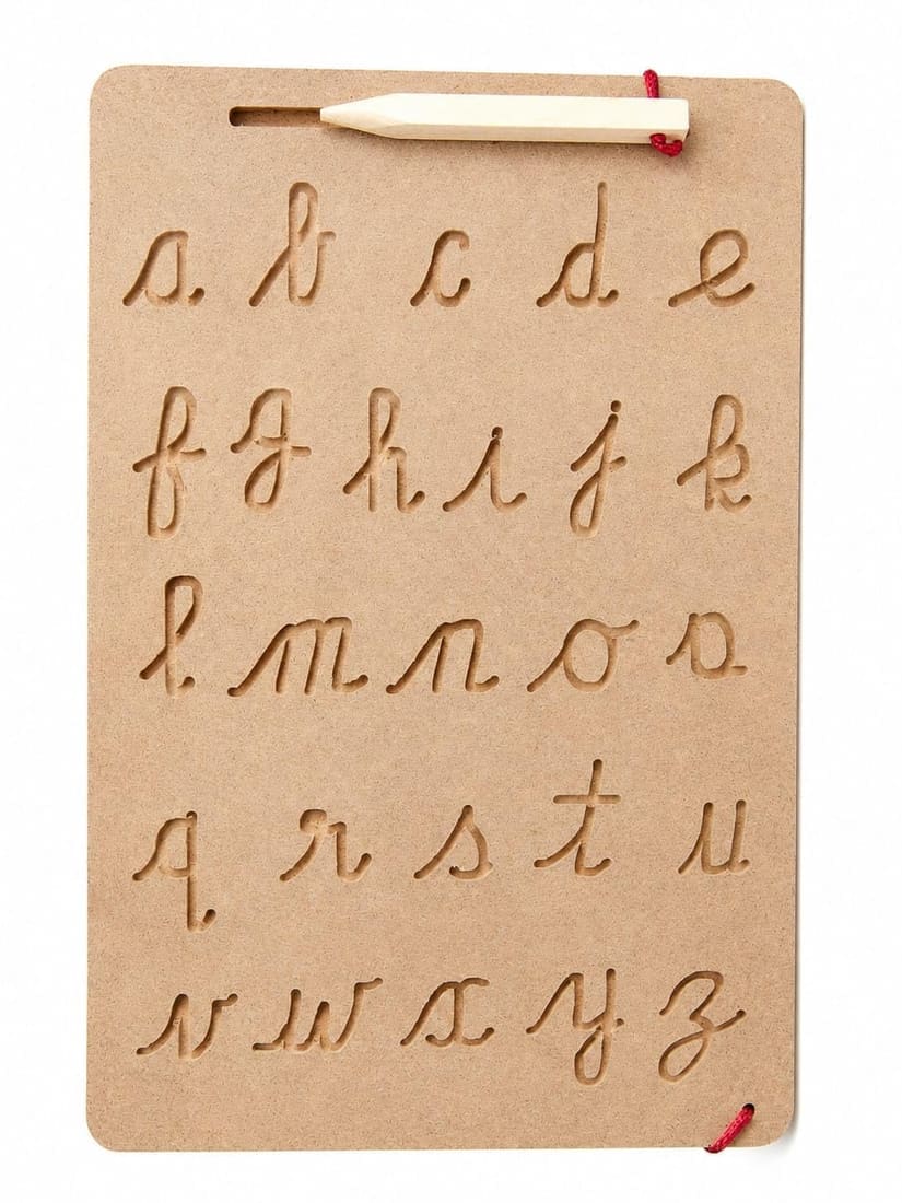 Wooden Lowercase Cursive Alphabet Tracing Board