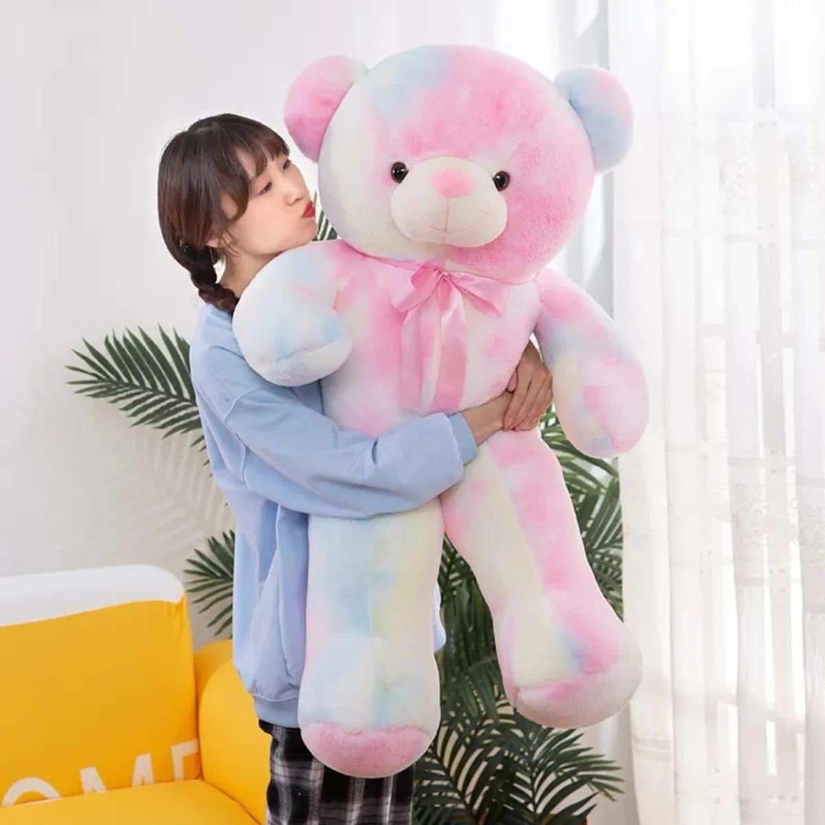 RAINBOW - 3FT - 34 CM Multi - Rainbow Rabbit - Fur