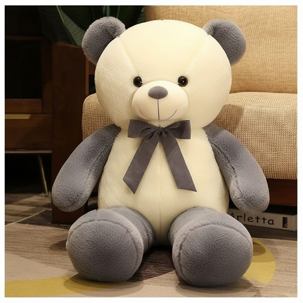 3FT - TEDDY _GREY + WHITE - 90 CM Grey - Whute Rabbit - Fur